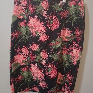 Talbots Black and Pink Floral Pencil Skirt